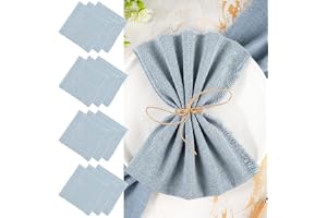 12 stycken tygservetter, blå med fransar, 45 x 45 cm, linneservetter, muslin, servetter, tyg för familjefester, bröllop, födelsedagar, dop, nattvard