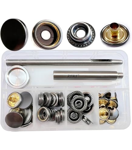 120 sets drukknoppen set, met hamer fixeergereedschapsset, snaps drukknopen, koperen drukknopen, kit voor leer, handwerk, jas, portefeuille, handtas (4 kleuren, 12 mm