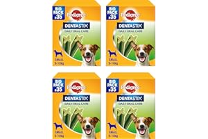 Pedigree Dentastix Fresh 140 Snacks pour l'hygiène buccale (Petit Chien 5-10 kg) 550 g 35 - Lot de 4 boîtes de 35 (140 au Total)