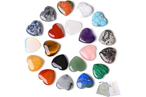 ‎QINJIEJIE QINJIEJIE 20 Stück Natürlicher Edelsteine Herz Kristalle Steine Poliert Herz Handschmeichler Stein Bunte Glückssteine Reiki Steine Set Kristallsteine für Dekoration