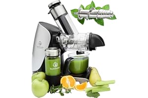 ‎NUTRILOVERS GREEN-PRESS EDELSTAHL Slow Juicer 304 Edelstahl Schnecke BPA-frei I DEUTSCHE MARKE I Ganze Früchte Sellerie Gemüse und Obst Entsafter Testsieger 2023 Allrounder Saftpresse elektrisch