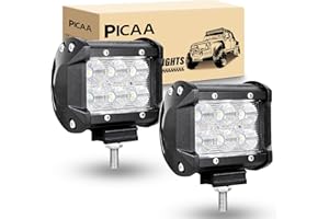 PICAA LED Phare 2PCS 4 Pouces 18W Phare Travail Projecteur LED Phare de Travail Led D'inondation longue portée LED Moto Feux de Travail Lampe 12V 24V hors route pour Voiture 4x4 Truck ATV SUV Camion