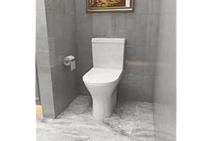 Biubiubath Round Toilet Close Coupled Soft Close Seat Cistern Modern Bathroom WC Pan