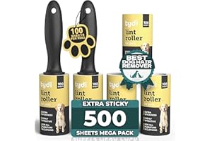Tydi Pet Lint Rollers - 500 Sheets of Lint Roller Refills & 2 Handles - 100 Sheets per Sticky Clothes Roller - Lint Rollers for Pet Hair - Reusable Lint Roller for Clothes - Fluff Remover for Clothes