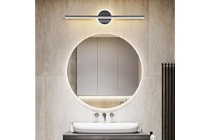 LANMOU Modern LED Bathroom Mirror Light, Gold/Black IP44 Waterproof Bath Mirror Front Light, LED Makeup Mirror Light, Bathroom Over Mirror Wall Lamp, 3 Color Temperature,Black Round,40CM/10W