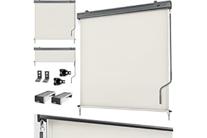 tillvex® Toldo Vertical de 180 x 250 cm para Exterior e Interior, Resistente al Agua con manivela para balcón, terraza y jardín, Estor para balcón, protección Solar de Aluminio