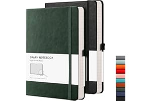 ‎RETTACY RETTACY Notizbuch Kariert A5 2er Pack - 384 Seiten quadratisches Notizbücher mit 100gsm kariertes Papier, Stifthalter, Innentasche, für Büro Schule Arbeit Frauen Männer 14.5 x 21cm-Grün
