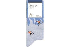 THE ATHLETIC GENT The Kamikaze Skier Socks – Funny Ski Socks - Funny Skiing Gifts for Men – 1 x Pair, Size 7-12, Blue & Grey - Fun Skiing Gifts for Ski Lovers & Aprés-Ski Fans