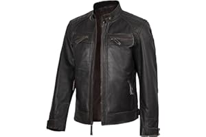 fjackets Leather Jacket Men Motorcycle Style - Quilted Cafe Racer Mens Leather Jackets