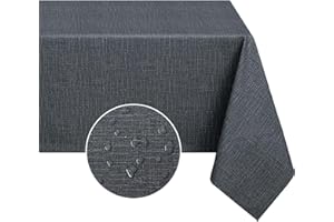 Romanstile Obrus odporny na plamy 240 x 140 Prostokątny obrus na zewnątrz PCV Szary Wodoodporny Elegancki ochraniacz stołu, restauracja, ogród, bistro, hotel, kawiarnia, impreza, urodziny, 8-10 miejsc