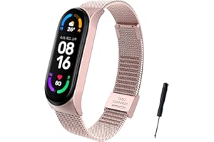 BDIG Cinturino compatibile per Xiaomi Mi Band 6 & Mi Band 5, cinturino in metallo regolabile in acciaio inox orologio cinturino di ricambio per Mi Band 4/5/6