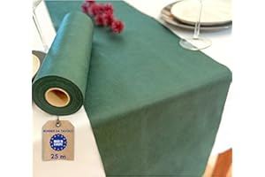 NATUARTE, Runner da Tavola Verde Scuro, Rotolo in Tessuto non Tessuto, da 25 m x 30 cm, Decorazione Tavola, Stoffa Decorazione Matrimonio, Battesimi, Comunioni, Compleanni, Colore verde scuro