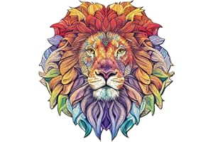 Funnli Holzpuzzles für Erwachsene und Kinder,Einzigartige Tierförmige Holz-Puzzle(STÄRKER LÖWE), Puzzle aus Tierteilen (L-38 * 39.5cm-270 Stück)