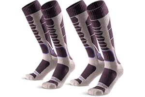 WEIERYA Womens Ski Socks 2/3 Pairs Pack for Skiing, Snowboarding, Thermal Merino Wool Ski Socks for Women