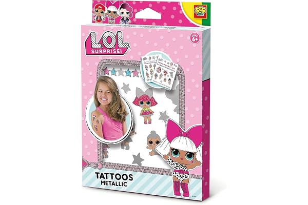 SES Creative 14192 - L.O.L. - Tatouages métallisés, sans danger pour la peau, de toutes petites surprises sous la couhche métallique, Couleurs Divers