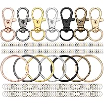 Set van 150 sleutelhangers, 50 sleutelringen met ketting, 50 open bindringen, 50 karabijnhaken met draaischarnier, karabijnhaak, sleutelhanger voor doe-het-zelf kunsthandwerk, sieraden maken (zilver
