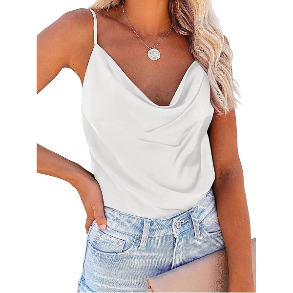 Women's Sleeveless Satin Tank Top – V-Neck Camisole Blouse For Casual Or Layering