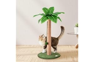Meowoou 60 cm Cat Scratching Post Cute Scratcher Kitten with Sisal Rope for Indoor Cats Palm Tree Scratch Pole with Dangling Balls for Small Medium Large Cats