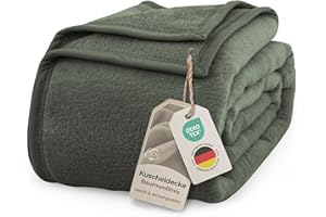 ‎LAYNENBURG LAYNENBURG Premium Baumwolldecke 220x240 cm - Oeko-TEX 100 - Baumwollmix Kuscheldecke - Decke als Wohndecke, Sofa-Decke & Couchdecke - Wolldecke kuschelig-warm aus Baumwolle (dunkelgrün)