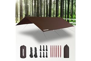 JAICOM Toldo de Refugio Impermeable, 3M X 4M Tarp, PU 3000mm Impermeable, Protección UV, Ultraligero y Portátil. Adecuado para Tiendas de Campaña, Hamacas, Senderismo, Picnics, Camping