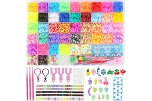 LIAILA 3800+ Pulseras Gomas Elasticas Colores Set, 40 colores de Gomas Para Hacer Pulseras para Niños, incluye máquina para tejer, colgantes, cuentas. Goma Pulseras son juguetes creativos para regalar
