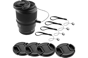 CamKix Set mit 4 Objektivdeckeln mit Schnappverschluss für DSLR-Kameras inkl. Nikon, Canon, Sony, 4 Riemen, 1 CamKix Mikrofaserreinigungstuch (58 mm)