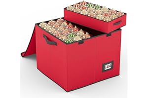 Mutool Christmas Bauble Storage Box With Dividers, 144 Compartment Xmas Ornament Storage Container with 8 Tray, Large Christmas Storage with Flip-Top Lid, Perfect for Holiday Decorations (Red)