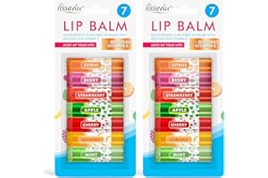 SOL 14pk Lip Balm Set Flavoured Moisturiser for Lips with Beeswax & Vitamin E - Lip Care Gift Set Fruity Flavours for Dry Chapped Lips - Moisturising Balms Multipack Sticks Girls Lipbalm for Daily Use