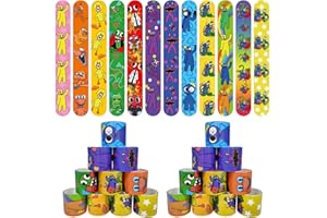 Henkodo Rainbow Slap Pulseras para niños, juego de pulseras de colores Snap Bracelets con patrón de cumpleaños infantiles, fiestas de cumpleaños para niños y niñas, Cloruro de polivinilo