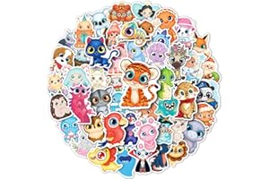 Mistree 50 Naklejki Zwierzęce, Zwierzęta Kreskówkowe Z Dużymi Oczami, 5-7 CM, Wodoodporne