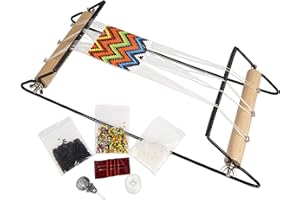 The Beadsmith Extra breites Metallperlen-Webstuhl-Set, enthält extra breiten Webstuhl (36,8 x 15,2 x 21,6 cm), Faden, Nadeln und 36 g Glasperlen für Armbänder, Halsketten, Gürtel und mehr