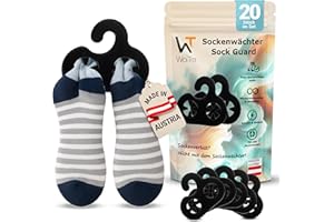 ‎WOITRA Sockenwächter - Sockenhalter & Sockentrockner (20 Stück) - Sockenklammern für Waschmaschine und Trockner, Sockenaufhänger & Organizer gegen Sockenverlust, Socken Sortierhilfe aus Kunststoff (Schwarz)