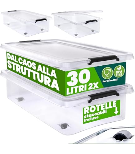 MECOLOR Contenitore in plastica extra grande con coperchio, 91 l, impilabile su