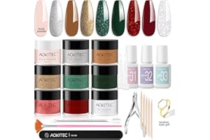 ‎AOKITEC Aokitec 23-teiliges Dipping Powder Nails Set, Adventskalender 2025 Frauen, 8 Christmas Colors Dip Powder mit Rosa Nail Repair Powder Dip Liquid Set, Nagelpuder für Weihnachten, Weihnachtskalender 2025
