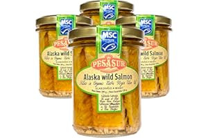 Soldimar Pesasur MSC Alaska Wild Salmon Fillets in Organic Extra Virgin Olive Oil 195g (Pack of 4)