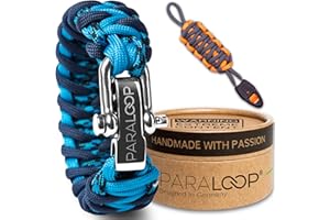 Paraloop® Original | Bracelet Paracord pour Homme + Pendentif avec Sifflet | Tressé à la Main | dans Un Coffret Cadeau | Boucle en Acier Inoxydable | Bracelets pour Homme