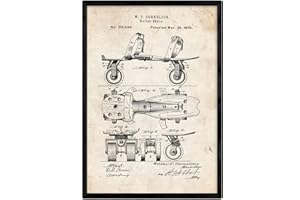 Nacnic Poster patent Patin. Sheet with old design patent in A3 size and vintage background