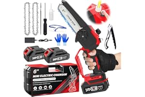 BIFROST Mini Motosega a Batteria 6 Pollici Motosega Elettrica a Batteria per Potatura con 2 Batterie da 2,0Ah, 700W Sega a Batteria per Potatura con Tensionamento Della Catena Senza Attrezzi, Red