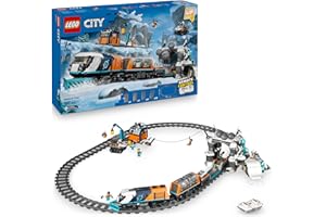LEGO City Trains Arktis-Polarexpress - Spielzeug mit ferngesteuertem Zug - Schneepflug, 22 Gleissegmente, 6 Minifiguren & Felssturz-Funktion – Geschenk für Jungen & Mädchen ab 7 Jahren - 60470