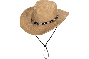 EOHAK Chapeau Fedora Panama pour femme - Chapeau de cowboy en paille - Chapeau de plage - Chapeau de soleil large