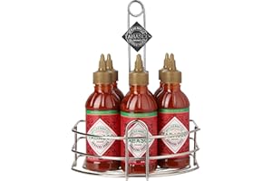 TABASCO Sriracha Caddy 6 - Set de sauces piquantes avec 6 bouteilles squeeze (265 ml) - Sriracha Tabasco Set hot Sauce dans un support pratique et élégant.