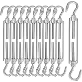 QWORK&reg; 10 Pieces M6 Tensioner, Cable Tensioner, Hook and Hook Tensioner 304 Stainless Steel