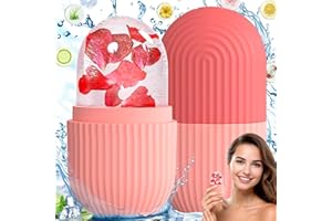ADLUH Silikonowy wałek do lodów do twarzy, do twarzy, wielokrotnego użytku, do gładkich oczu, zmniejszenia porów, rozjaśniania skóry (różowy)