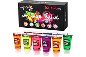 Maydear Colors Juego de pintura facial y corporal, pintura corporal líquida segura y no tóxica (10 colores - UV)