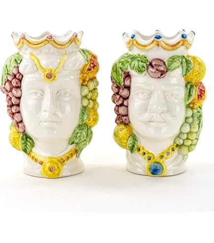 ILAB Sizilianische Keramik Köpfe - Handbemalt Aus Caltagirone 15cm Höhe