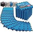 Interlocking Soft Foam Floor Mat - 18 Pieces Protective Gym Flooring Set, Exercise Mats EVA Puzzle Rubber Tiles, Ground Surface Protection Workout Underlay Matting Sports Pool Home Fitness Garage