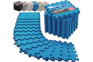 ‎BEMAXX Zazębiające maty podłogowe z miękkiej pianki - 18 sztuk EVA Płytki gumowe puzzle Ochronny zestaw podłogowy, ochrona powierzchni | Duże chodniki podkładowe - Basen Siłownia Fitness Piwnica