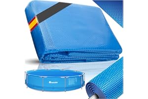 tectake® Manta Solar Piscina Redonda Flotante Recortable a Medida con Fuerza 110 µm para Calentar Agua y Proteger Piscina Hinchable, para Jardin y Piscinas - 488 x 488 x 1 cm