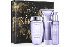 KÉRASTASE Blond Absolu - Coffret de Fin d'Année - Bain Lumière + Fondant Cicaflash + Sérum Cicaplasme - Fortifie & Illumine - Acide Hyaluronique & Edelweiss - Cheveux Blonds Décolorés ou Méchés
