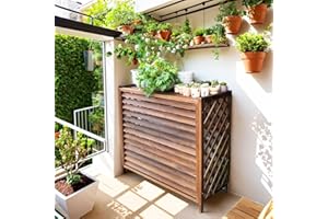 GONTZOLKIN Cache Climatiseur Exterieur Bois Housse Climatiseur Extérieur Balcon Cache Clim Bois Support Climatiseur Exterieur Protéger Du Soleil Et De La Pluie Appareil De Climatisation Protéger(120x57x100cm)